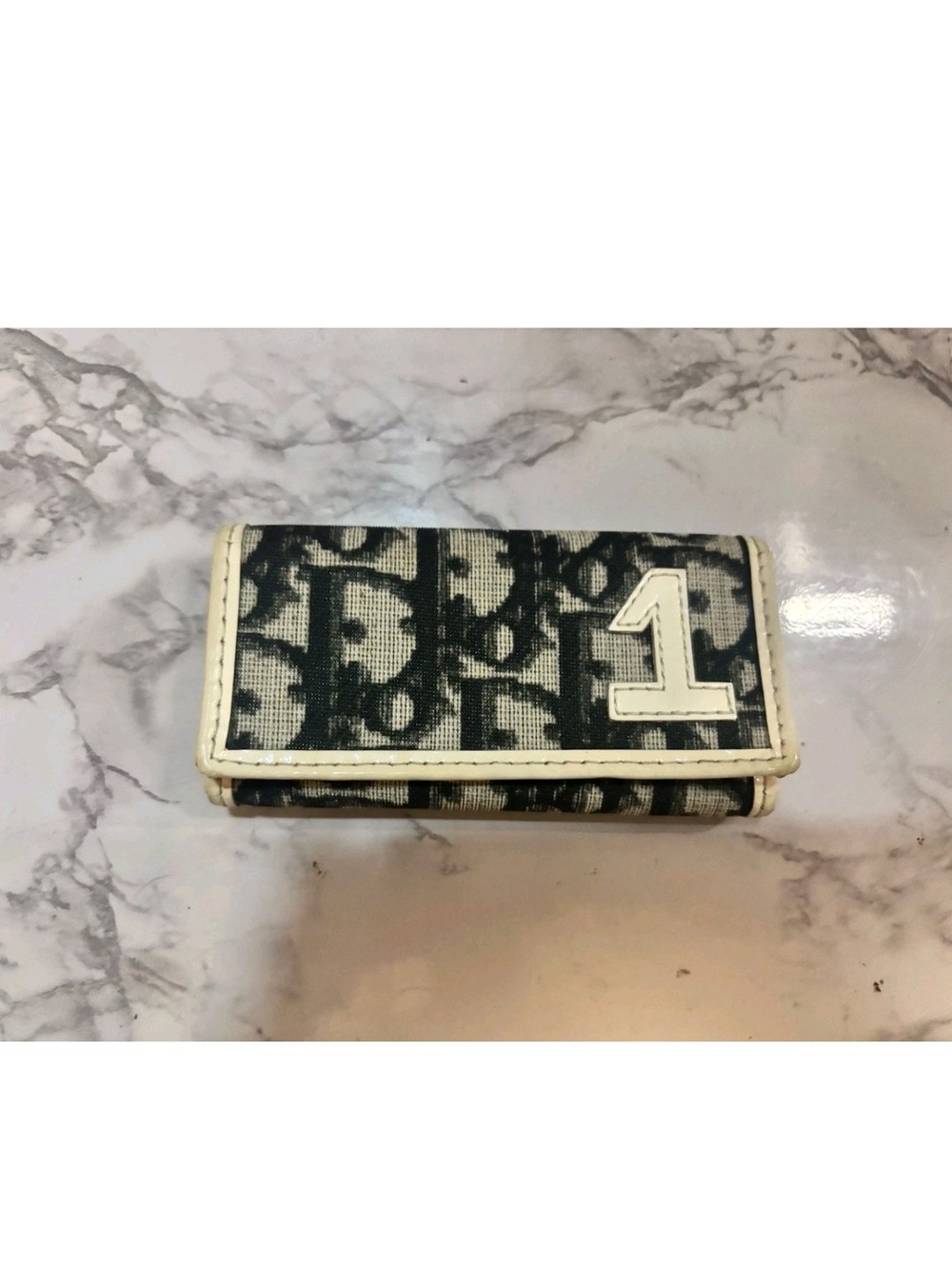 Dior Oblique Canvas Key Holder Wallet in Black and White Vintage
